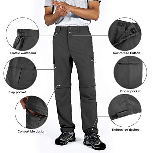 Wespornow Men's-Convertible-Hiking-Pants Quick Dry Lightweight Zip Off Breathable Cargo Pants For Outdoor, Fishing, Safari (Grey, Xx-Large) #TOP4
