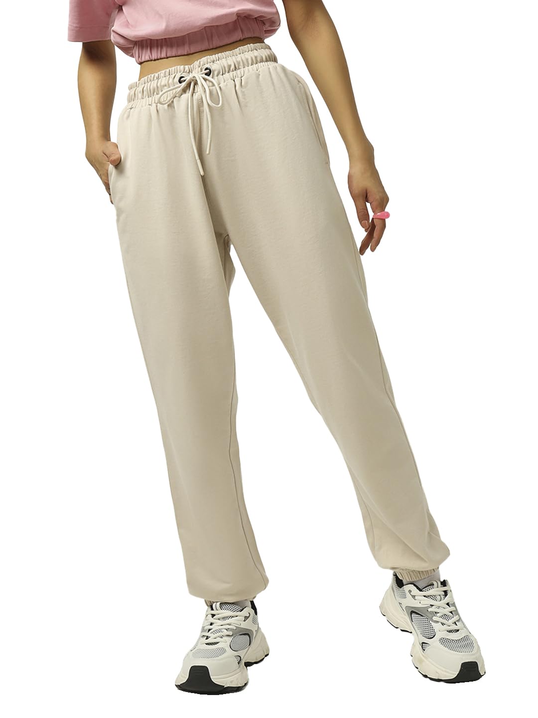 bewakoof Air 1.0 Women's Solid Oversized Fit Terry Joggers| Trackpants | Lightweight & Flexible Elastic Waist | Relaxed Casual Joggers | Side Pockets-picture-25