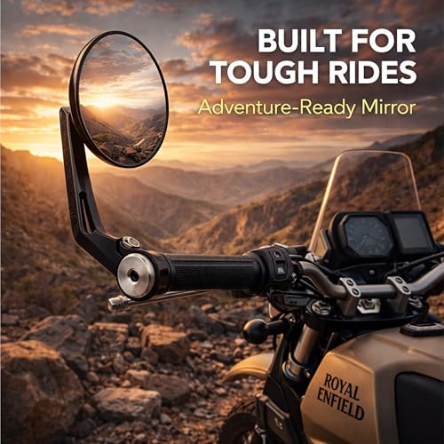Image of MIKANIX Premium Motorcycle Bar End Mirrors | Rear View Side Mirrors Wide-Angle For Maximum Visibility Compatible With All RE Bike's