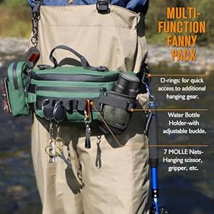 Dovesun fishing fanny pack for man lightweight fishing waist pack water repellent small tackle bag for fly fishing outdoor small stylish green   cucciolini doodles