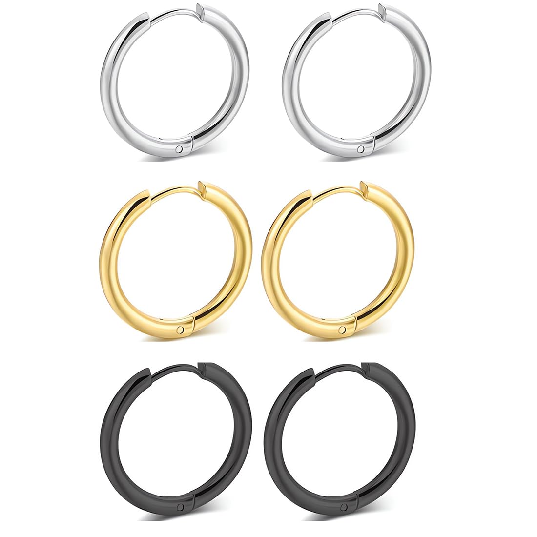 LAKJUOZ 3 Pares De Pendientes De Aro De Cartílago Pendientes De Aro Pequeños De Acero Inoxidable Anillos De Labio Nariz Para Mujeres Hombres