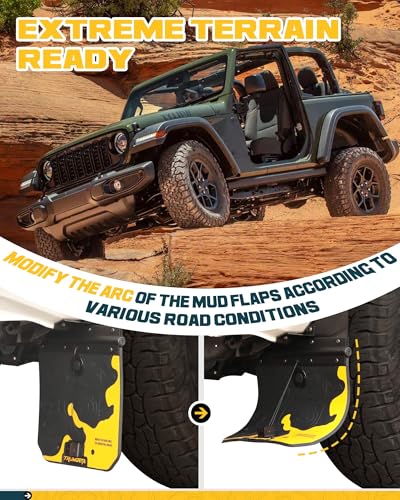 Image of Trumgeta 4PCS Upgraded Adjustable Truck Mud Flaps Fit for Jeep Wrangler JL Without Rock Rails 2018-2026 Splash Guards Mudflaps for Pickup Trucks Accessories (Exclude Rubicon)