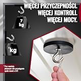 Poppstar 4 gumowe magnesy, neodym,o średnicy 43 mm, z gwintem wewnętrznym M4, siła udźwigu 8 kg, z kluczem płaskim i 4 śrubami