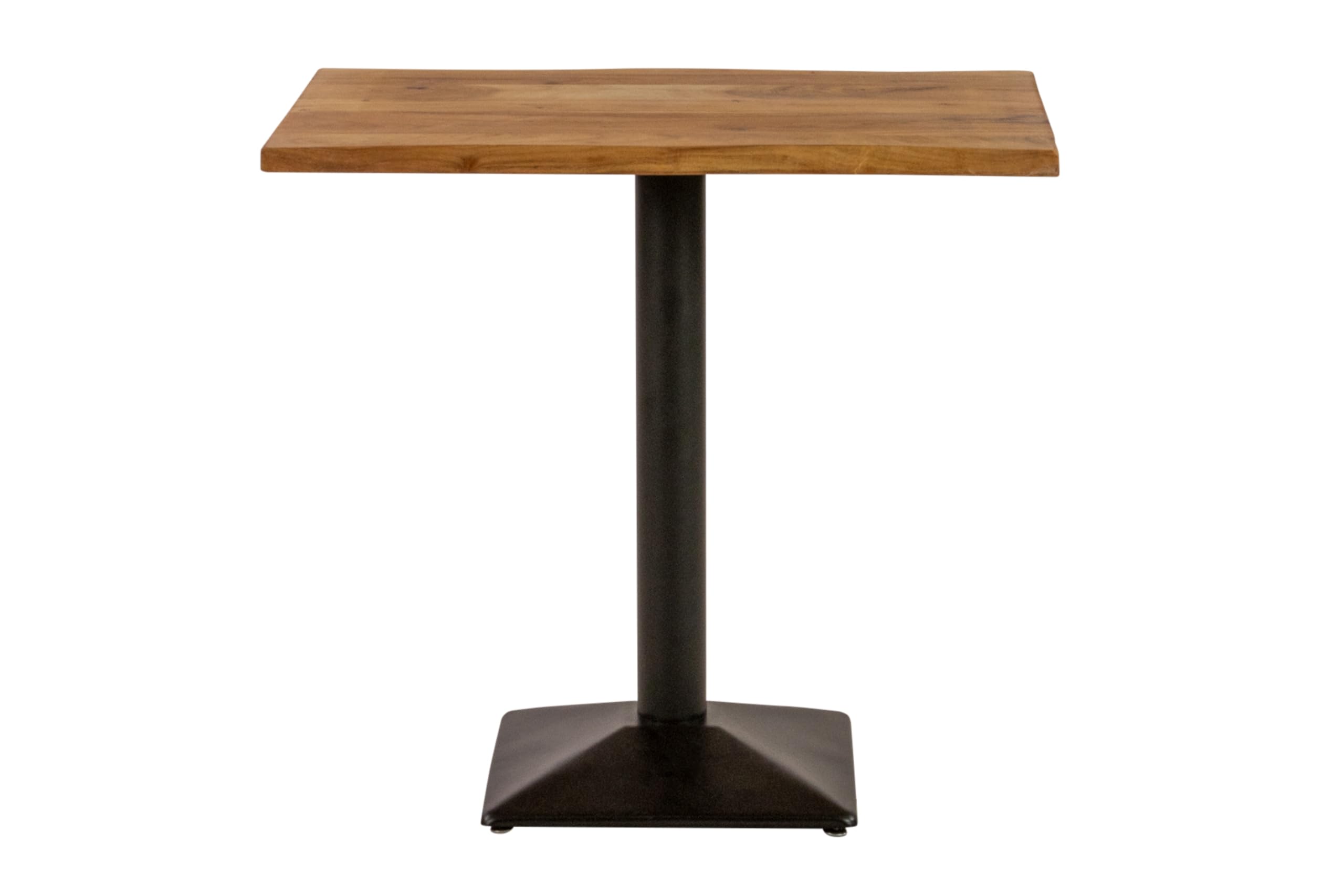 SAM Bistrotisch INES | 80 x 60 cm | Akazienholz massiv | Farbe: Natur | echte Baumkante | Säulen-Gestell Metall Schwarz | Baumkantentisch/Säulentisch/Esstisch für Küche, Café & Essbereich