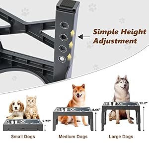 Elevated Dog Bowl Stand with Adjustable Height, 3 Bowls, Ideal for Large Dogs Elevated Dog Bowl Stand with Adjustable Height, 3 Bowls, Ideal for Large Dogs
