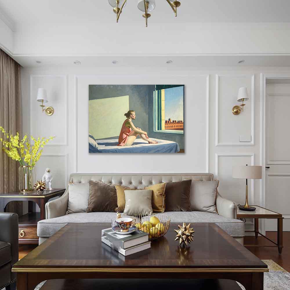 JZSDGB Edward Hopper Prints-Famous wall art-Landschap Schilderij Print op Canvas-'Zomer in de Stad'Kunstwerk Poster-Reproductie Canvas Foto voor Home Decor 80x120cm (31x47in) Frameloos