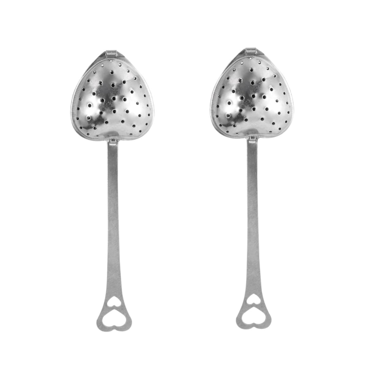 GLEAVI 2PCS Heart Shaped Stainless Steel Tea Infuser Strainer for Loose Leaf Tea Herbs and Spices Easy to Use with Long Handle and Fine Perforations for No Floating Leaves