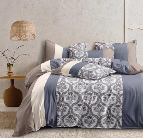 Image of 1 Reversible Comforter Super King Size 108 x 108 Both Side Same Print 1 Bedsheet King Size 108 * 108 inches and 2 Pillow Cover 4 Pieces Bedding Set | AC Quilt | AC Dohar (Design-23)