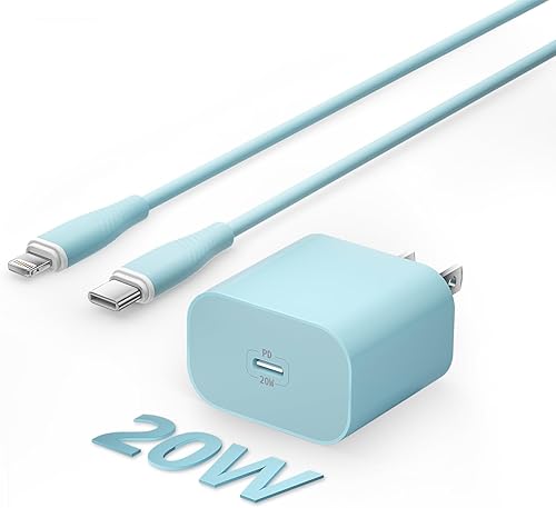 Cargador para iPhone de carga rápida de 20 W PD USB-C cargador de pared y cable de carga USB C de 6 pies para iPhone compatible con iPhone 14 13 12