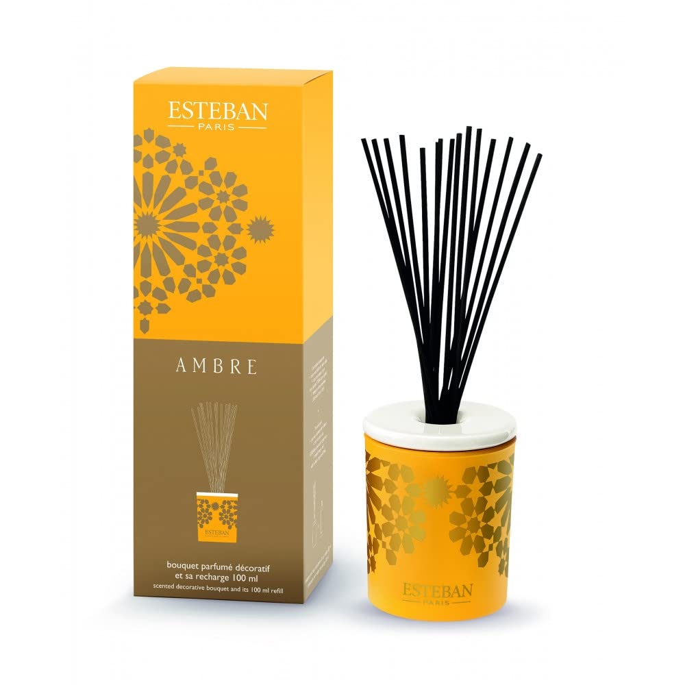 Esteban Bouquet Profumato decorativo Ambra 100ml (Bastoncini e Ricarica)