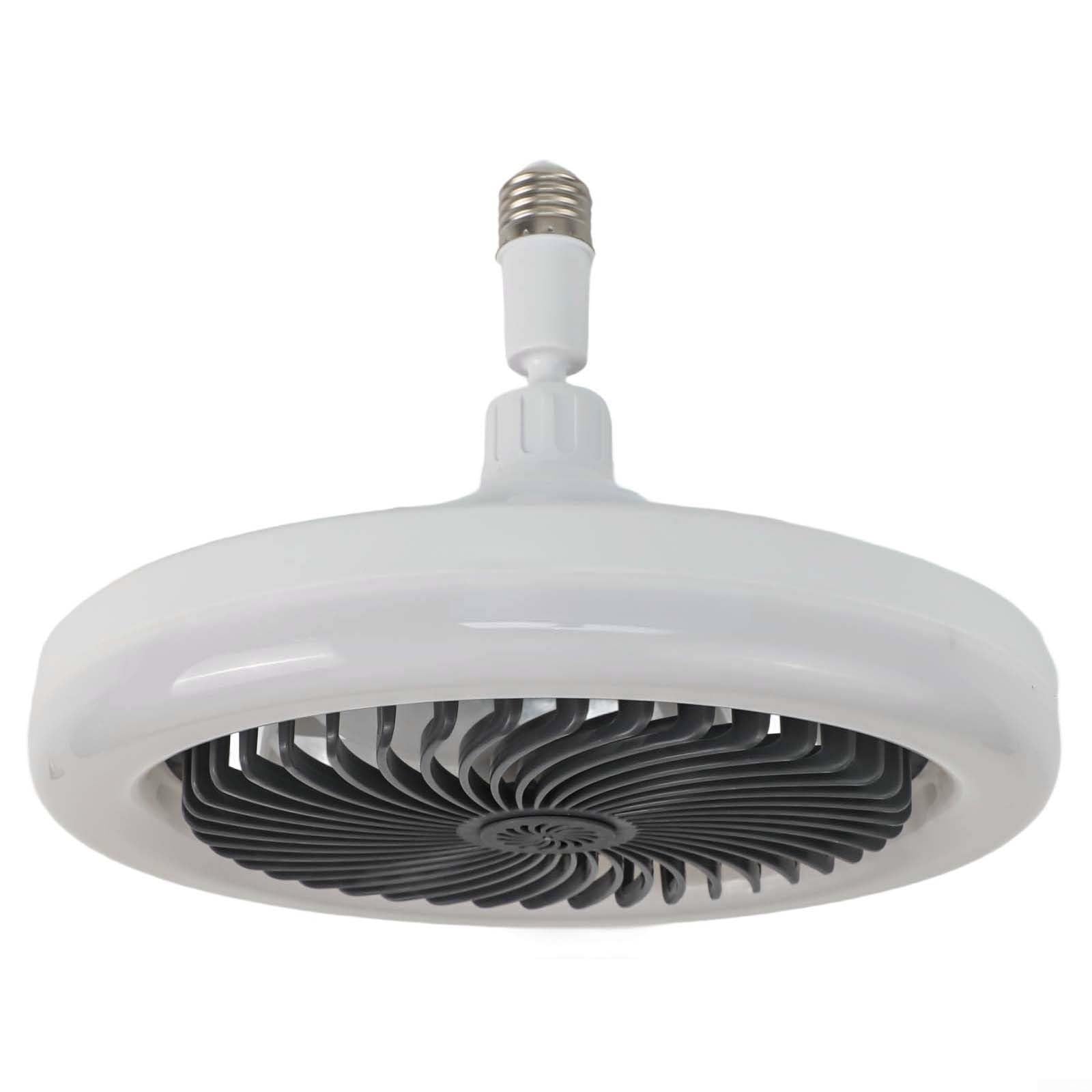 Belnotelt E27 Screw Fan Bulb With Remote Control, LED Ceiling Fan Light For Bedroom, 3-in-1 Integrated Lamp And Quiet Air Circulator, ABS Material(Black)