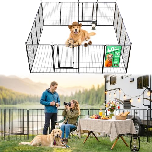 Image of FXW Instant Dog Playpen, RV Camping, Outdoor & Yard, 40 inch H, 16 Panels