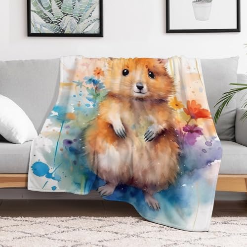 Manta de sofá con diseño de hámster para tardes de cine en casa 3