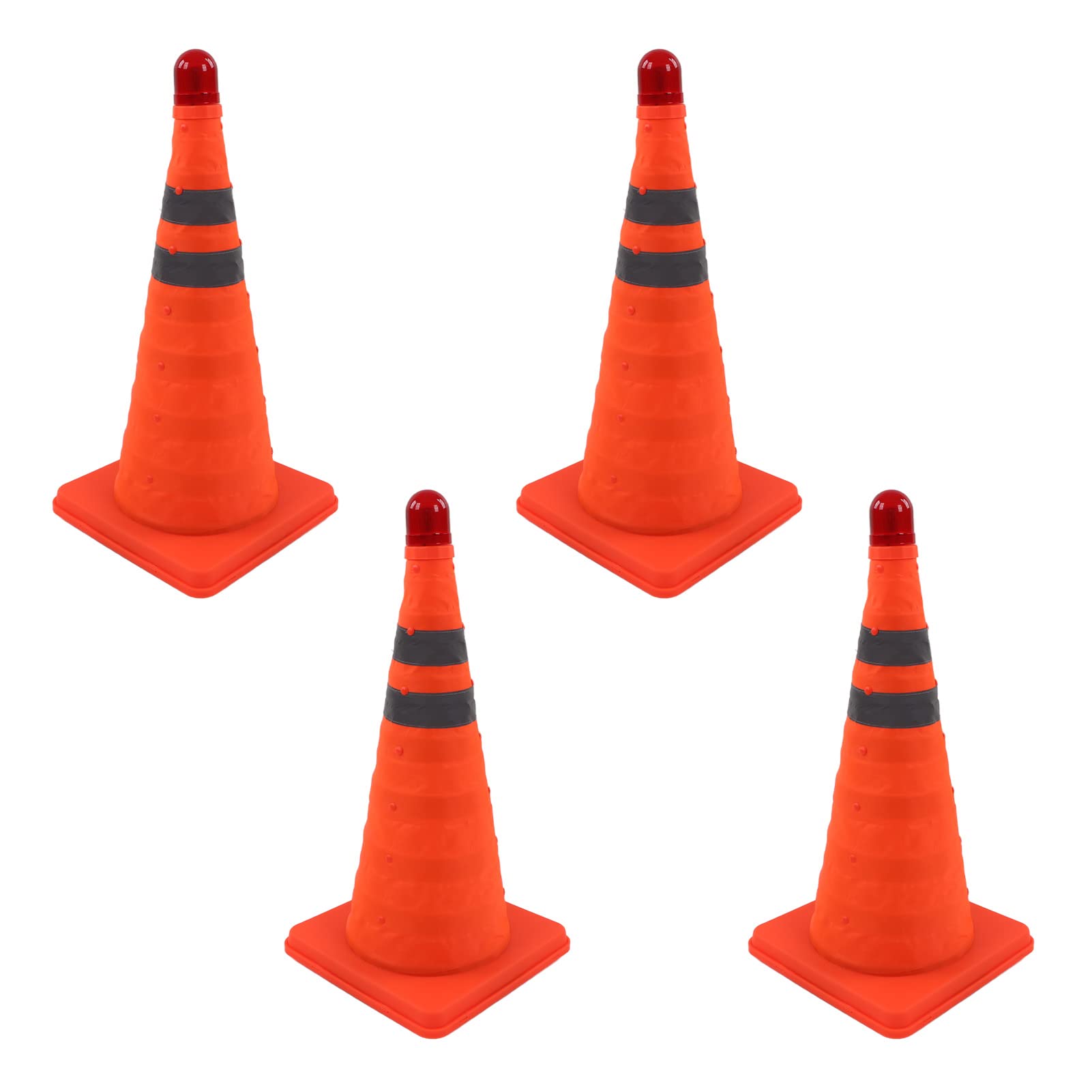 Cono de Tráfico Plegable, Cono de Seguridad Reflectante Naranja con Luz LED para Entrenamiento de Conducción en Estacionamiento en Carretera, Base Plegable de 18 Pulgadas de y