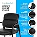 Oline Leather Guest Chair with Padded Arms, Reception Meeting Conference Waiting Room Lobby Home Desk Big and Tall Executive Office Chair, Black (1 Pack)