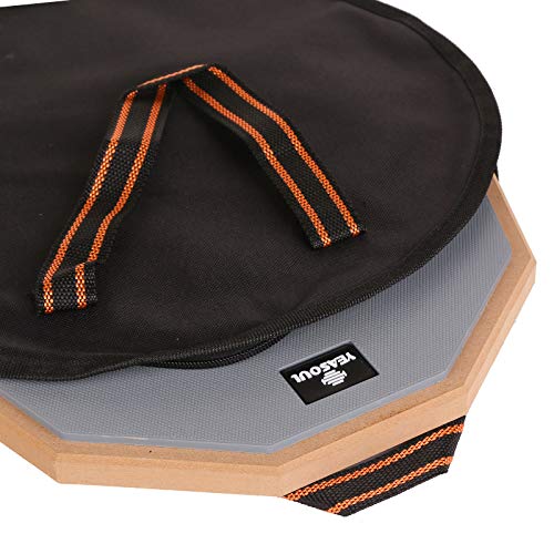 12 inch drum pad,double sided drum pads,snare drum pad with drumsticks and storage bag for drum practice beginner (12\'\', Gray)