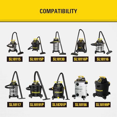 Image of Stanley High Efficiency Shop Vac Filter, Fits Most 5-18 Gal Vac, 08-2566B | Washable & Reusable Replacement Filter, Shop Vacuum Wet and Dry Accessories