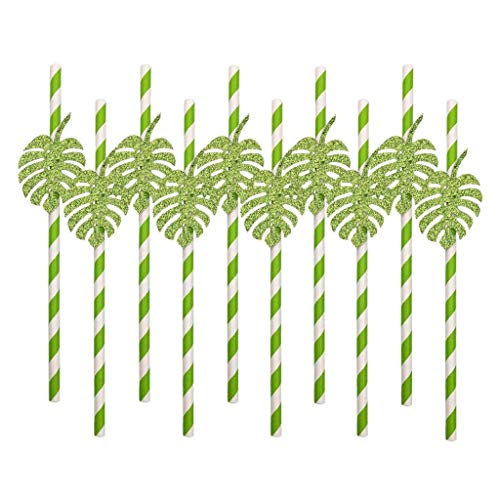 10 pitillos de papel decorados para fiestas hawaianas miniatura 1