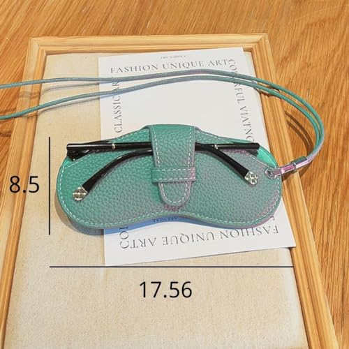 Image of FASHIXD Glasses Case Portable Travel Sunglass Case with Lanyard Eyeglass Pouch Bag Sunglass Holder for Purse For Women Men (Classic-Green)