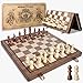 Sihaiyuan Chess Set, 15'' Magnetic Wooden Chess Board, Travel Chess Set for Adults & Kids, 2-in-1 Chess and Checkers Board Game