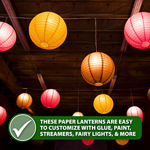 Image of Mudra Crafts 12 Inch Round Chinese Aqua Paper Lanterns Hanging Decor | 10 PCs, Reusable, Indoor Outdoor Decorative Lamp Shade, for Ceiling, Wedding, Shower, Party, Festival, Home Decoration