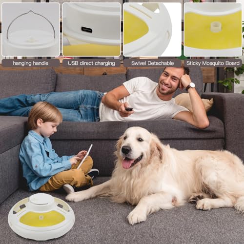 NAVESO Flohfalle, Flohfalle für Wohnung Elektrisch, Klebrige Flohfalle, Flohfallen Testsieger mit 5 Klebescheiben, Kakerlaken Falle, Flea Trap Lampe, LED Flohlichtfalle, Insektenfalle, Kuppelflohfalle