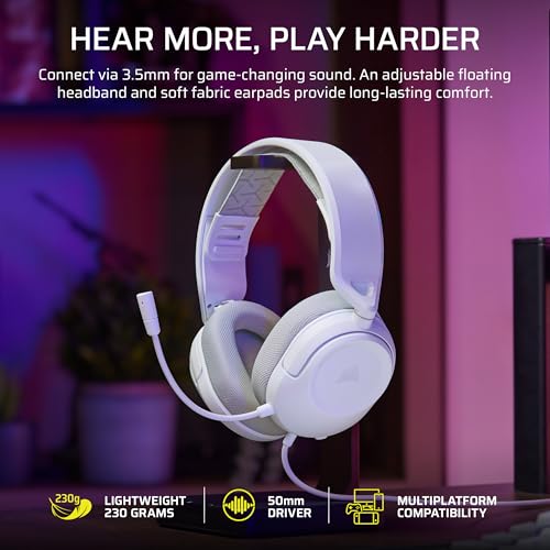 Corsair HS35 v3 Wired Gaming Headset with Mic – White - image 2