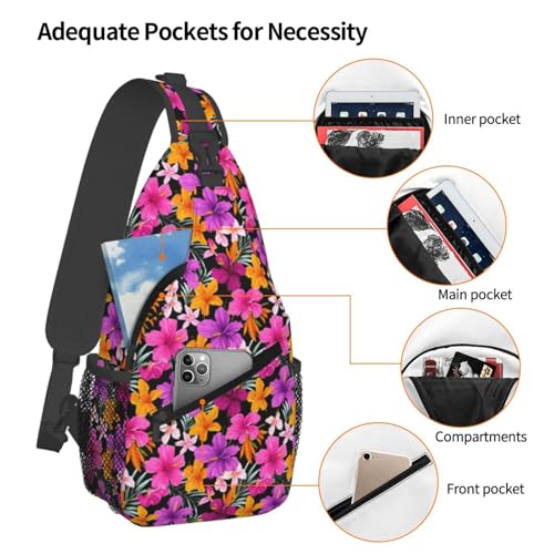 Hawaiian Sling Backpack,Fashion Shoulder Bags Adjustable Crossbody Chest Bag for Women Men Travel Hiking Daypack4