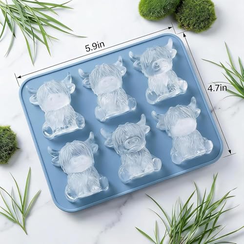 Molde para Cubos de Hielo 3D Mini Vaca Highland miniatura 3