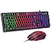BAKTH Gaming Tastatur und Maus Set, LED Hintergrundbeleuchtung QWERTZ DE Layout, Regenbogen Farben Beleuchtete Wasserdicht USB Wired Tastatur und Maus für Pro PC Gamer
