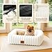 CareCooo Hundebett Kleine Hunde & Katzen Waschbar - Flauschiges Hundekörbchen mit Abnehmbarem Bezug - Rutschfestes Hundekissen & Welpenbett, Weiches Kunstfell, Rechteckig, Weiß, Größe S (50x48x15cm)