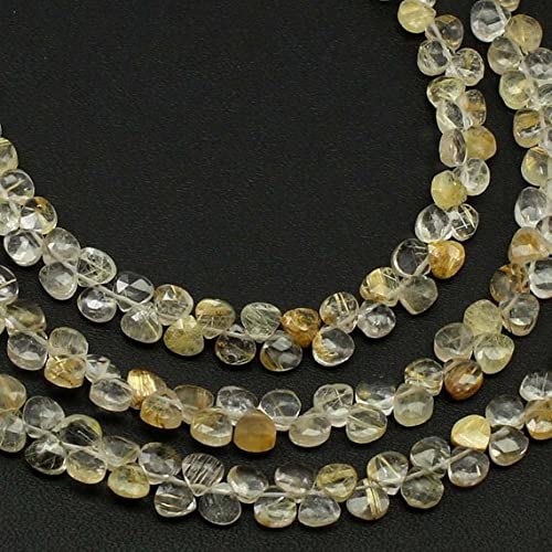 Quartz rutile doré facetté en cœur de 5mm pour création joaillerie haut de gamme