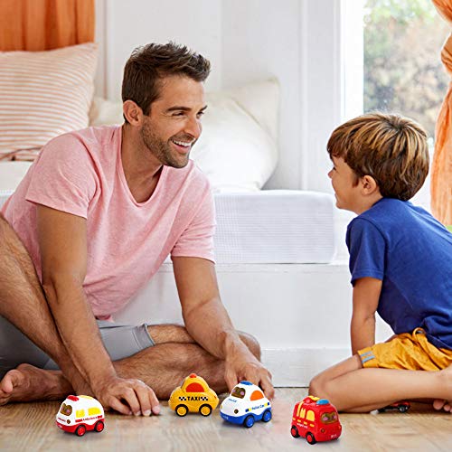 Mallya Toy Cars, Pull Back Cars for Kids Push and Go Vehicles Toys Friction Powered Car Toys Christmas Birthday Gift for 1, 2, 3 Years Old Boys and Girls (4 Pcs)