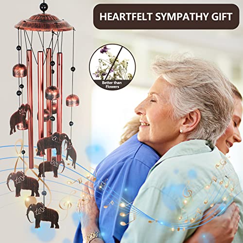 Iwaiting Outdoor Elephant Wind Chimes For Outside With Relaxing Rich Sound, Memorial Windchimes Gifts For Mom,Great Gift For Your Own Patio, Porch, Garden, And Backyard. #TOP3