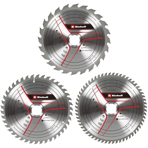 kwb by Einhell Kreissägeblattsatz 3-tlg. 210x30 mm Stat. Sägen-Zubehör (3x HM-Sägeblätter, Ø210x30 mm, 1x 24 Z, 1x 42 Z, 1x 60 Z, passend für Einhell Tischkreissägen und Kapp-Gehrungssägen), 49587805