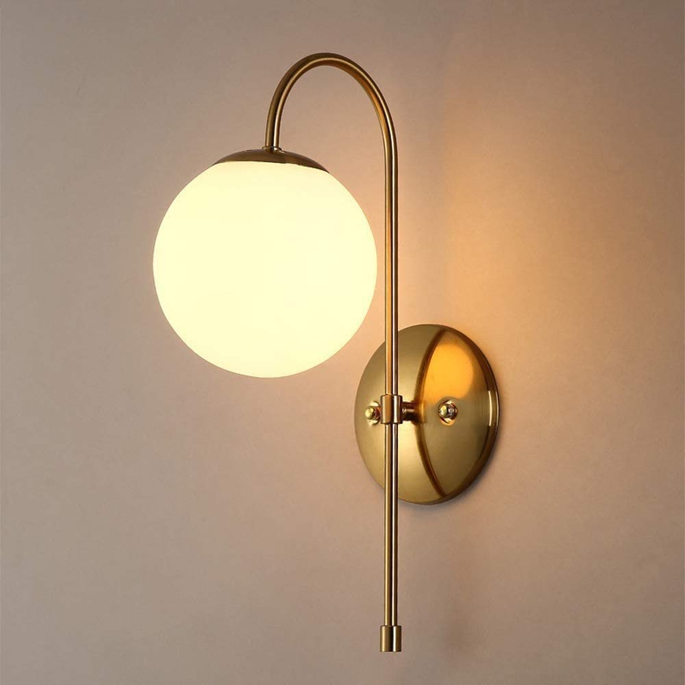 Lámpara de pared con pantalla de vidrio, lámpara de pared Moderna geométrica de Oro nórdico, adecuada para dormitorio, mesita de Noche, Sala de estar, comedor, entrada, comedor, lámpara de Par