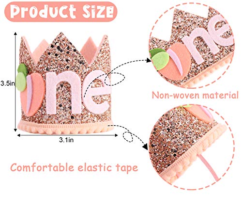 WAWUO Peach Birthday Crown for First Birthday Party - First Birthday Hat for Photo Booth Props, Best Kids' Party Hats for Baby (Peach Birthday Hat)