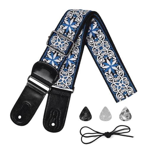 Sangle de guitare adiya en coton jacquard pour soulager l'épaule et le dos