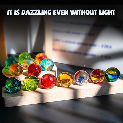 Image of JOJOCY 7 Colors Glass Crystal Ball Light with Wood Base, 4cm /1.5in Glass Balls Colorful LED Lights Base Night Lamp Table Decorative USB Lights Positive Energy Space Meditation Lamp Great Gifts