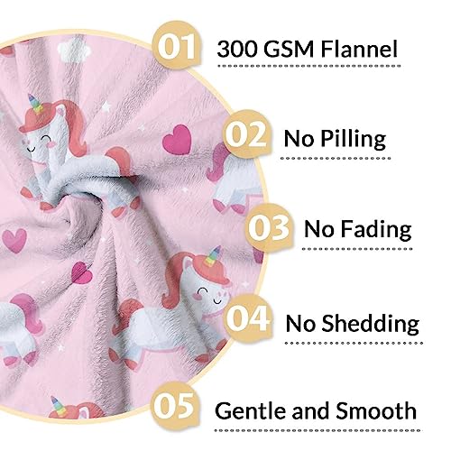 Unicorn Blanket Gifts - 30"x40" Cute Throw for Girls & Women - Pink Soft Fuzzy Blankets for Couch & Office