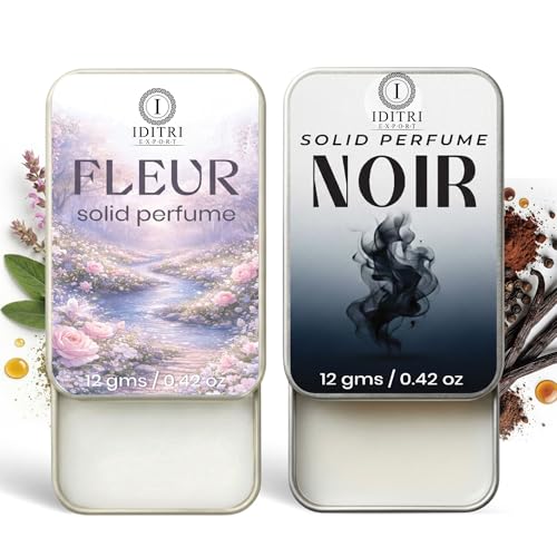Image of IDITRI EXPORT Solid Perfume |Fleur&Noir Alcohol Free Wax Perfume Balm, Long Lasting | Pocket Tin 12g, Pack Of 2| Non Greasy Smooth Glide, Travel Friendly Men And Women Gifts He Or Her