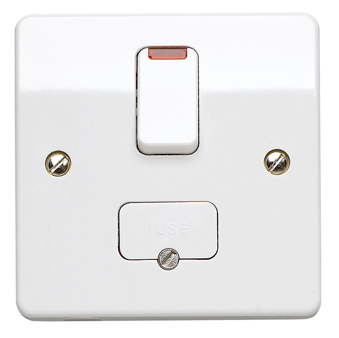 MK LOGIC PLUS 13A SWITCH FUSED CONNECTION UNIT, WITH NEON AND FLEX OUTLET IN BASE