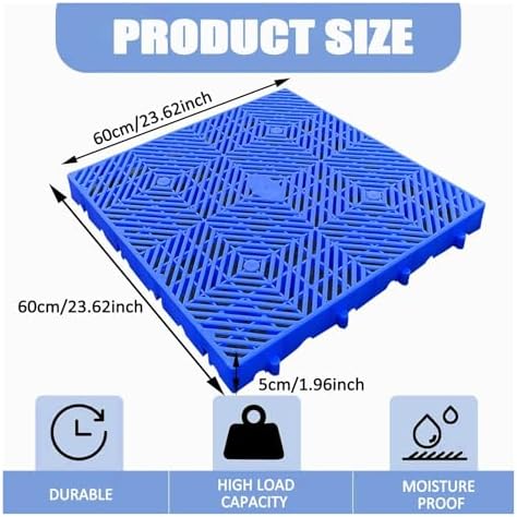 Blue Plastic Pallet Lightweight and Nestable with Moisture Proof Grids Ideal for Restaurants Shops Supermarkets Basements and Warehouses 60x60x5cm