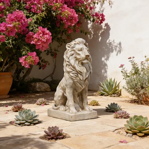 15in Huge Lion Statue, Stone Lion Sculpture Ornament, Beautiful Decorative Piece for Villa Garden Entrance, Housewarming, Birthday Gifts, Garden, Yard Decor