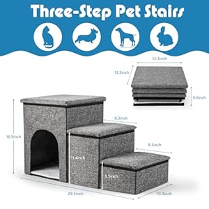 LINGSFSS-Dog-StairsFoldable-Pet-Stairs-for-CouchBed-with-Storage-BoxKennelDog-Steps-for-high-BedAdjustable-Non-Slip-Dog-Steps-for-Puppy-Cats-or-Small-Dog-3-Step17-H - Cucciolini Doodles   LINGSFSS-Dog-StairsFoldable-Pet-Stairs-for-CouchBed-with-Storage-BoxKennelDog-Steps-for-high-BedAdjustable-Non-Slip-Dog-Steps-for-Puppy-Cats-or-Small-Dog-3-Step17-H