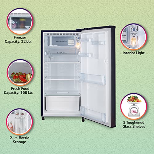 Image of LG 190L 2 Star Direct-Cool Single Door Refrigerator (GL-B199OBPC, Blue Plumeria, Fast Ice Making)