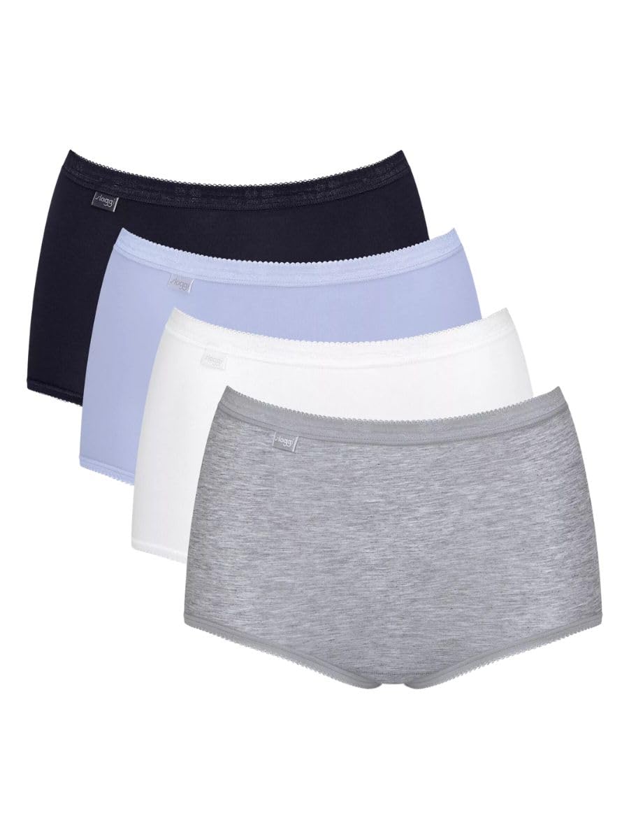 Sloggi Women's Black / Blue / White / Grey Basic+ Maxi Briefs (3 Pack) Black/Blue/White/Grey 6XL - 26