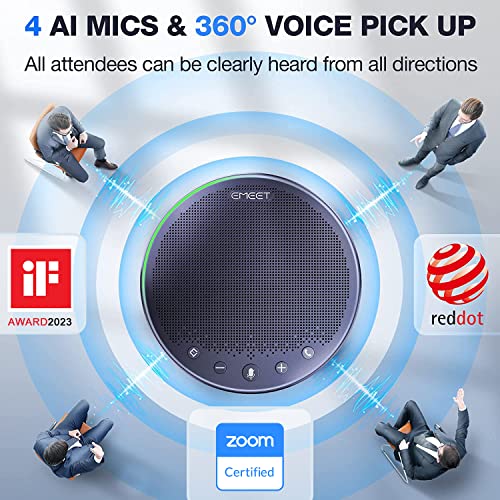 Image of EMEET Bluetooth Speakerphone M3, Zoom Certified 4 AI Mics 360Voice Pickup 18H Talk Time Conference Speaker and Microphone, USB /Bluetooth Conference Speaker w /Daisy Chain for 20 People for Zoom Teams