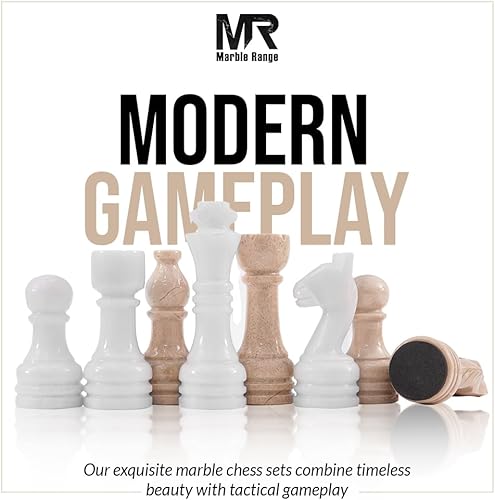 Miniatura 5 de Juego de ajedrez de mármol de 15 pulgadas hecho a mano blanco y Verona juego de mesa con caja de almacenamiento, juego de ajedrez de viaje clásico