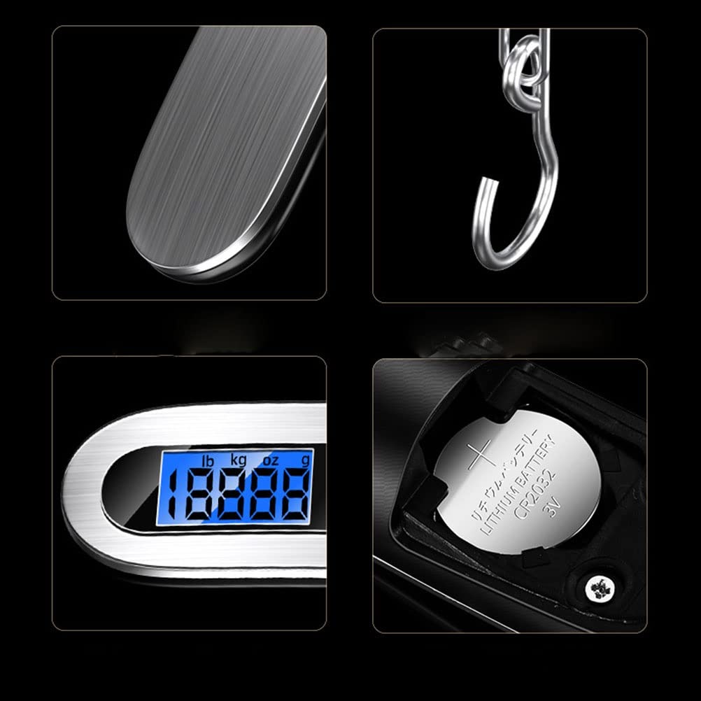 Balanza digital para pesca, balanza electrónica de bolsillo, balanza para equipaje, balanza colgante para maleta, balanza de viaje, herramienta para pesar equipaje (Plata 50 kg) (Plata 50 kg)